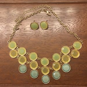 Green and blue jewelry set (earrings and necklace)